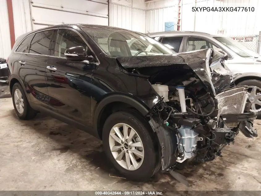 2019 Kia Sorento 2.4L L VIN: 5XYPG4A3XKG477610 Lot: 40342644