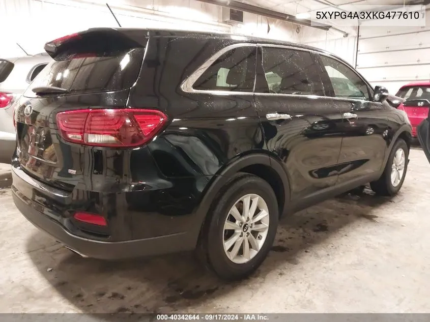 2019 Kia Sorento 2.4L L VIN: 5XYPG4A3XKG477610 Lot: 40342644