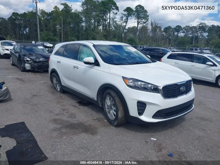 5XYPGDA53KG471360 2019 Kia Sorento 3.3L Lx