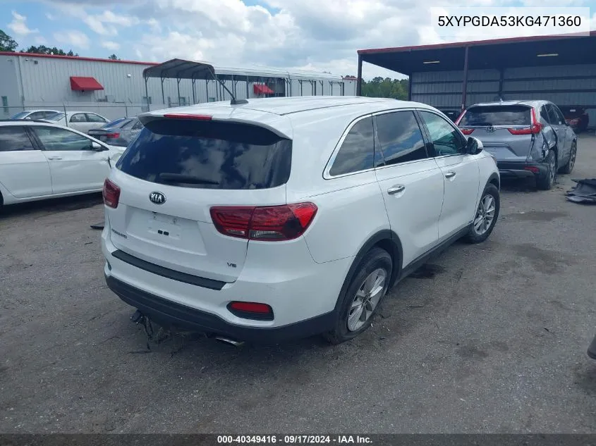 5XYPGDA53KG471360 2019 Kia Sorento 3.3L Lx