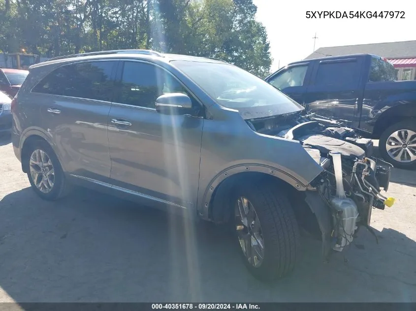 2019 Kia Sorento 3.3L Sxl VIN: 5XYPKDA54KG447972 Lot: 40351678