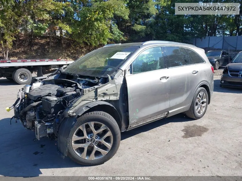 5XYPKDA54KG447972 2019 Kia Sorento 3.3L Sxl