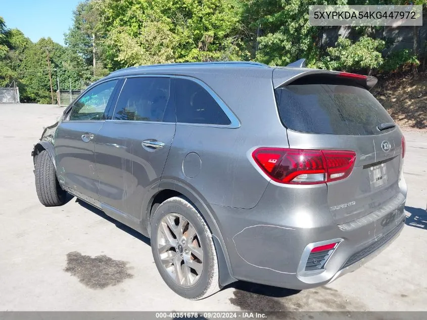 2019 Kia Sorento 3.3L Sxl VIN: 5XYPKDA54KG447972 Lot: 40351678