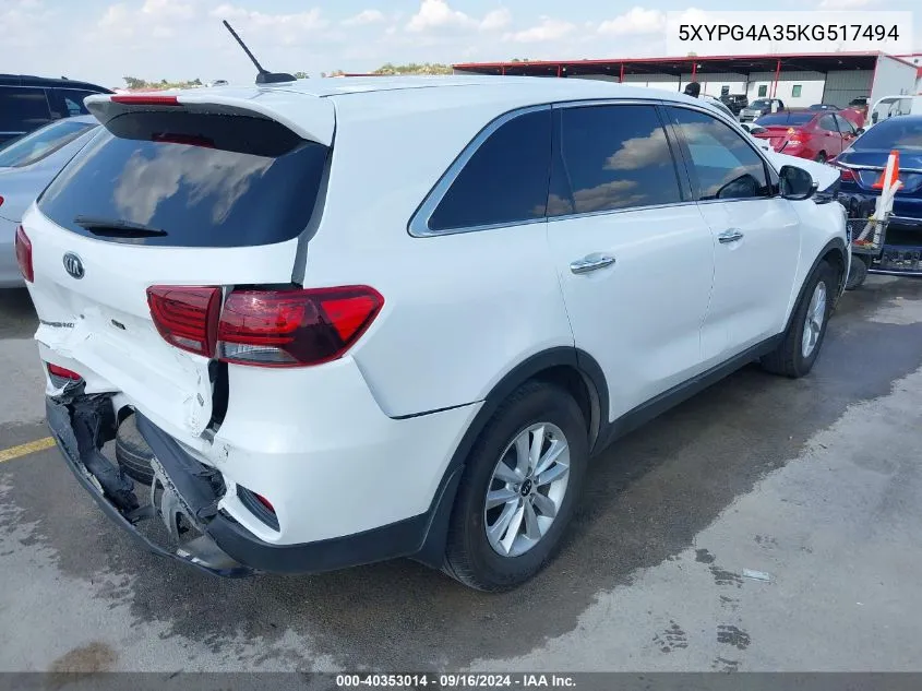 2019 Kia Sorento 2.4L Lx VIN: 5XYPG4A35KG517494 Lot: 40353014