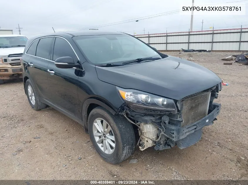 2019 Kia Sorento L/Lx VIN: 5XYPG4A3XKG578761 Lot: 40359401