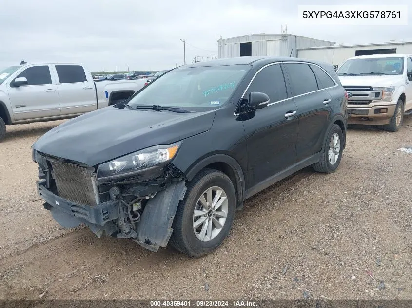 2019 Kia Sorento L/Lx VIN: 5XYPG4A3XKG578761 Lot: 40359401