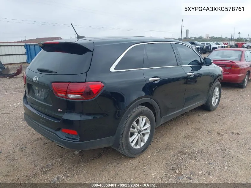 2019 Kia Sorento L/Lx VIN: 5XYPG4A3XKG578761 Lot: 40359401