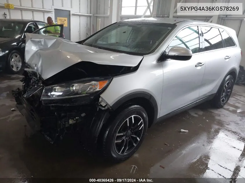 2019 Kia Sorento 2.4L L VIN: 5XYPG4A36KG578269 Lot: 40365426