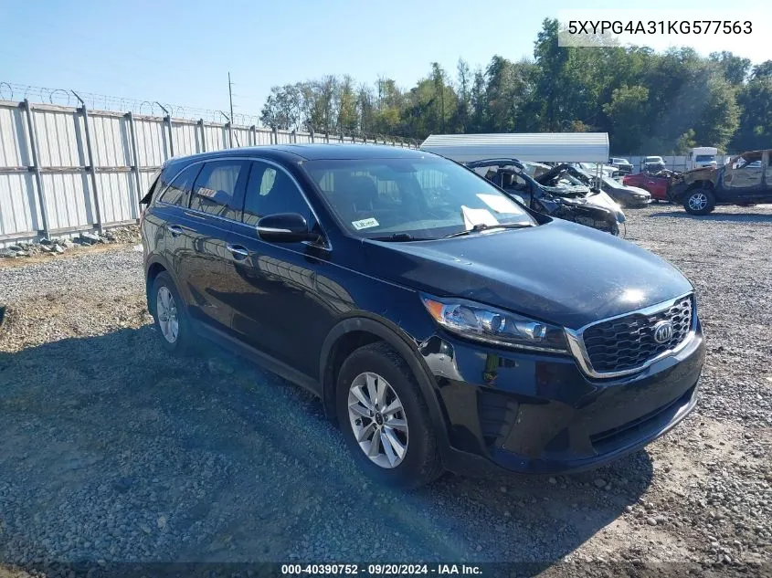 2019 Kia Sorento 2.4L L VIN: 5XYPG4A31KG577563 Lot: 40390752