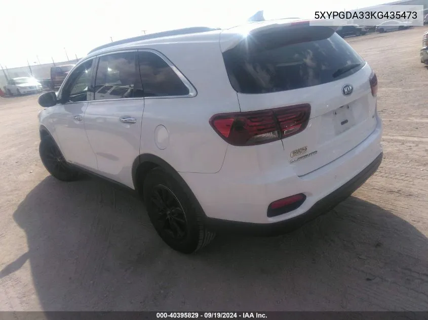 2019 Kia Sorento 2.4L Lx VIN: 5XYPGDA33KG435473 Lot: 40395829