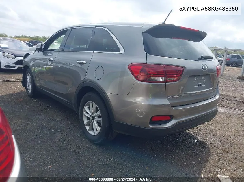 5XYPGDA58KG488350 2019 Kia Sorento 3.3L Lx