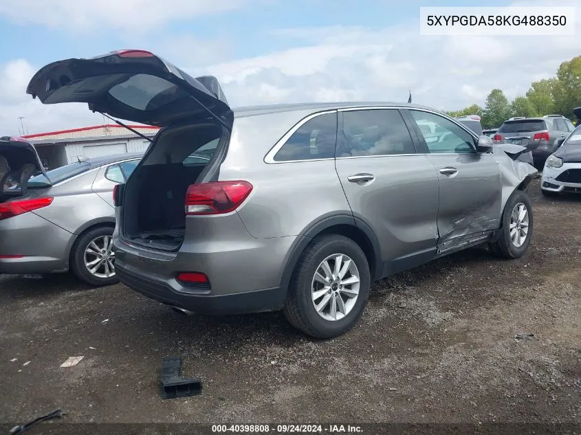 2019 Kia Sorento 3.3L Lx VIN: 5XYPGDA58KG488350 Lot: 40398808