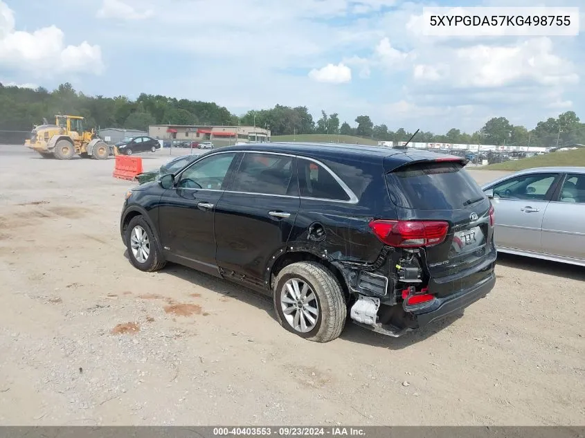 5XYPGDA57KG498755 2019 Kia Sorento 3.3L Lx