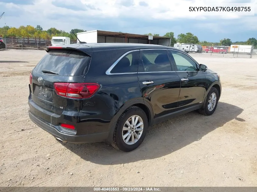 5XYPGDA57KG498755 2019 Kia Sorento 3.3L Lx