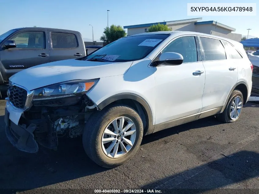 5XYPG4A56KG478948 2019 Kia Sorento 3.3L Lx