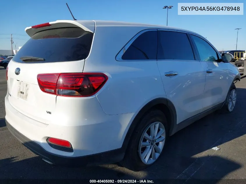 2019 Kia Sorento 3.3L Lx VIN: 5XYPG4A56KG478948 Lot: 40405092