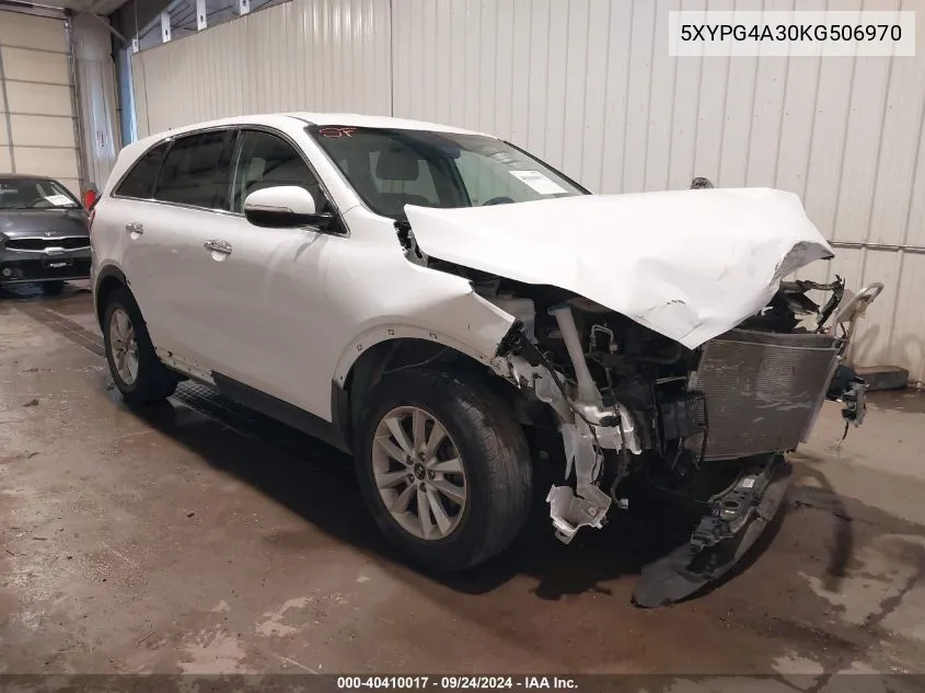 2019 Kia Sorento 2.4L Lx VIN: 5XYPG4A30KG506970 Lot: 40410017