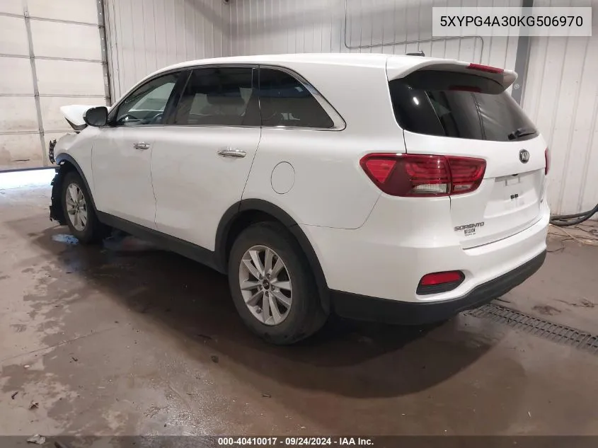 2019 Kia Sorento 2.4L Lx VIN: 5XYPG4A30KG506970 Lot: 40410017