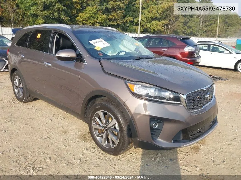 2019 Kia Sorento 3.3L Ex VIN: 5XYPH4A55KG478730 Lot: 40422646