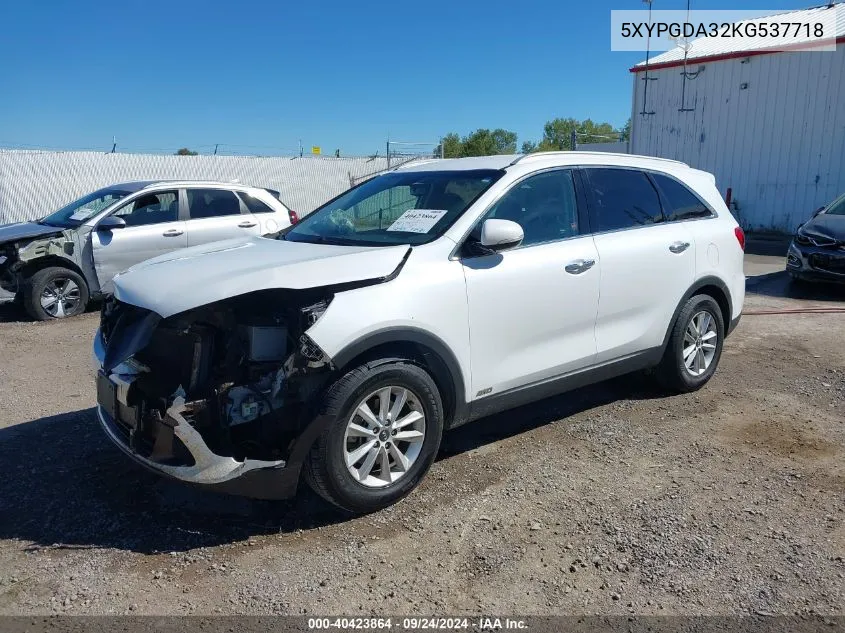 2019 Kia Sorento L/Lx VIN: 5XYPGDA32KG537718 Lot: 40423864