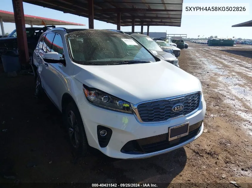 5XYPH4A58KG502826 2019 Kia Sorento 3.3L Ex