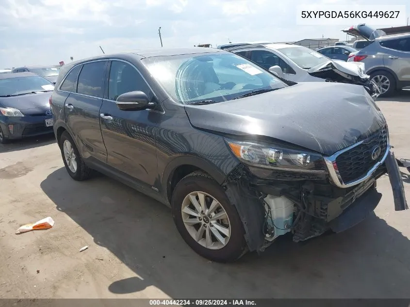 2019 Kia Sorento 3.3L Lx VIN: 5XYPGDA56KG449627 Lot: 40442234