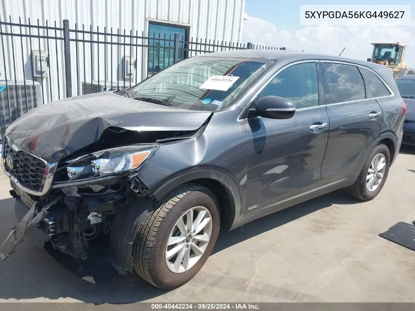 2019 Kia Sorento 3.3L Lx VIN: 5XYPGDA56KG449627 Lot: 40442234