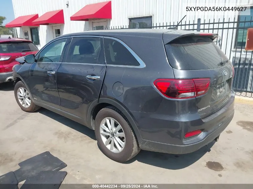 2019 Kia Sorento 3.3L Lx VIN: 5XYPGDA56KG449627 Lot: 40442234