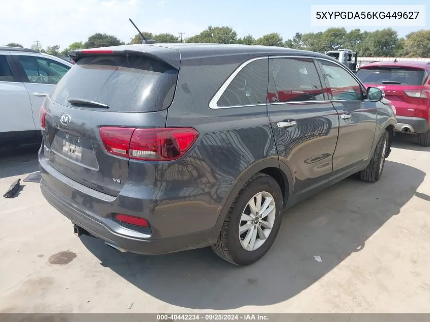 2019 Kia Sorento 3.3L Lx VIN: 5XYPGDA56KG449627 Lot: 40442234