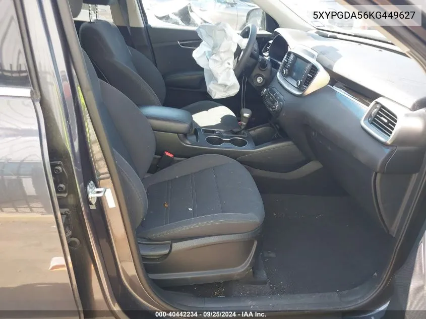 2019 Kia Sorento 3.3L Lx VIN: 5XYPGDA56KG449627 Lot: 40442234