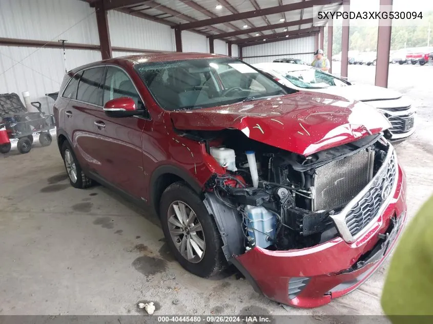 2019 Kia Sorento L/Lx VIN: 5XYPGDA3XKG530094 Lot: 40445480