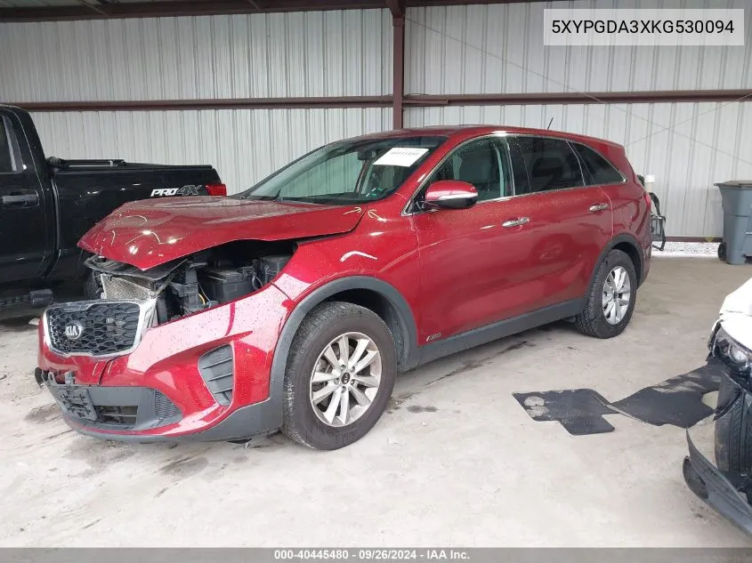 2019 Kia Sorento L/Lx VIN: 5XYPGDA3XKG530094 Lot: 40445480