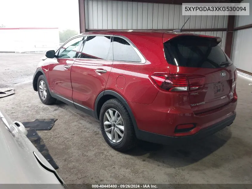 2019 Kia Sorento L/Lx VIN: 5XYPGDA3XKG530094 Lot: 40445480