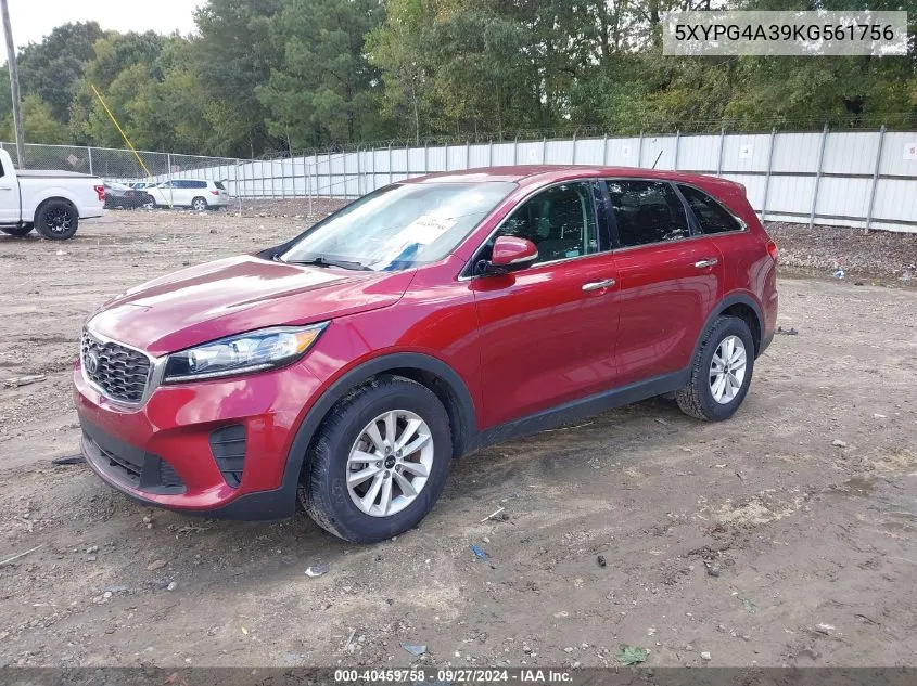 2019 Kia Sorento 2.4L Lx VIN: 5XYPG4A39KG561756 Lot: 40459758