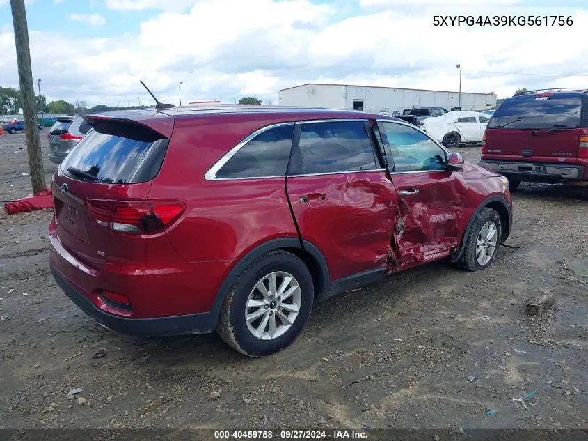 5XYPG4A39KG561756 2019 Kia Sorento 2.4L Lx