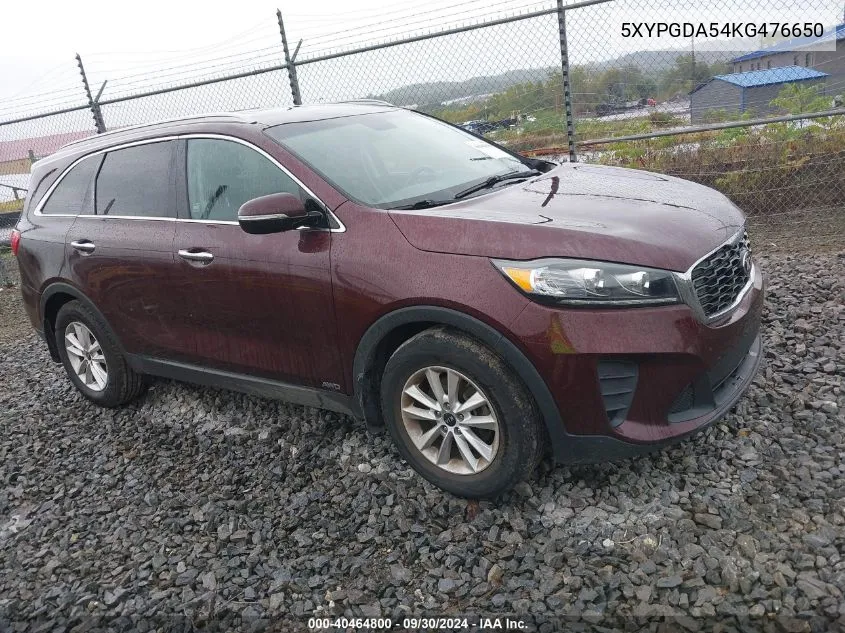 2019 Kia Sorento 3.3L Lx VIN: 5XYPGDA54KG476650 Lot: 40464800