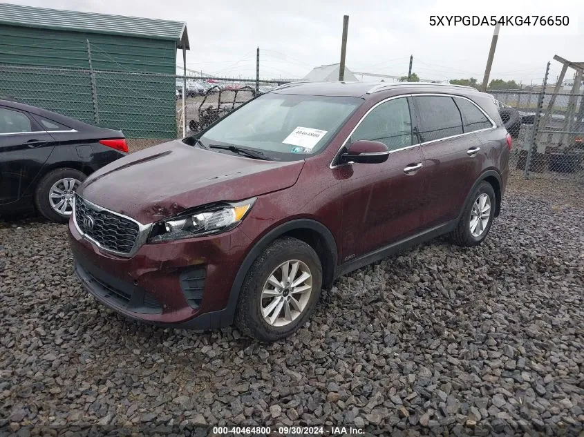 2019 Kia Sorento 3.3L Lx VIN: 5XYPGDA54KG476650 Lot: 40464800