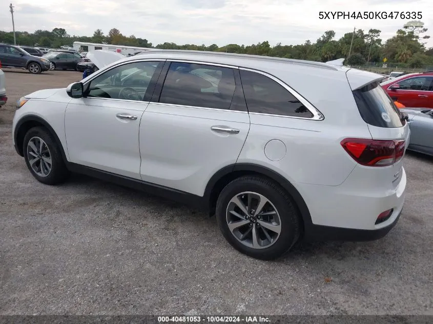 2019 Kia Sorento 3.3L Ex VIN: 5XYPH4A50KG476335 Lot: 40481053