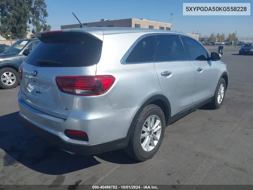 2019 Kia Sorento 3.3L Lx VIN: 5XYPGDA50KG558228 Lot: 40498782