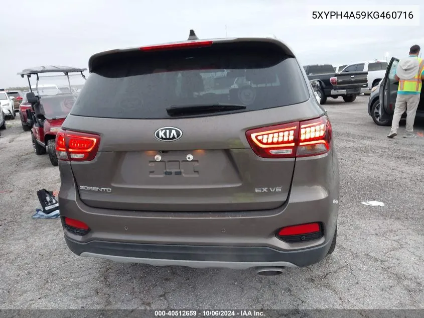 2019 Kia Sorento Ex/Ex Sport VIN: 5XYPH4A59KG460716 Lot: 40512659