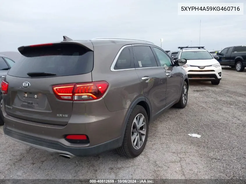 2019 Kia Sorento Ex/Ex Sport VIN: 5XYPH4A59KG460716 Lot: 40512659