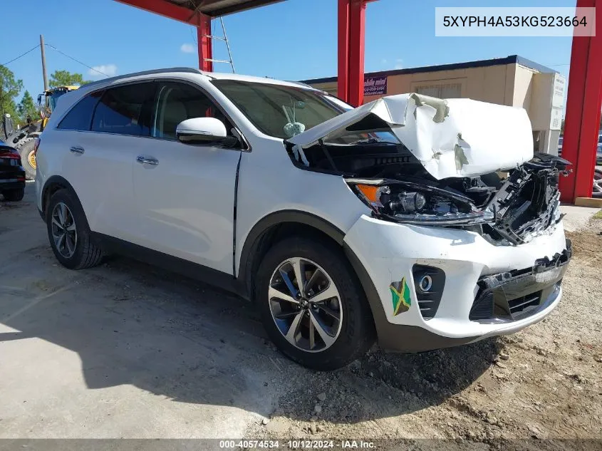 2019 Kia Sorento Ex/Ex Sport VIN: 5XYPH4A53KG523664 Lot: 40574534