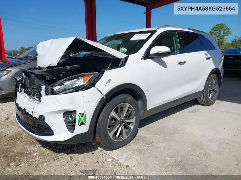 2019 Kia Sorento Ex/Ex Sport VIN: 5XYPH4A53KG523664 Lot: 40574534