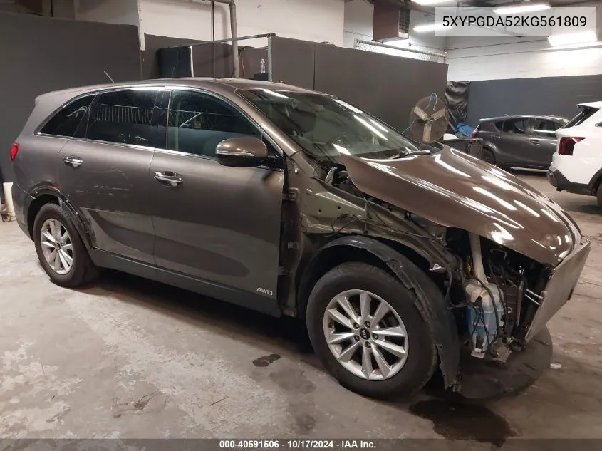 2019 Kia Sorento 3.3L Lx VIN: 5XYPGDA52KG561809 Lot: 40591506