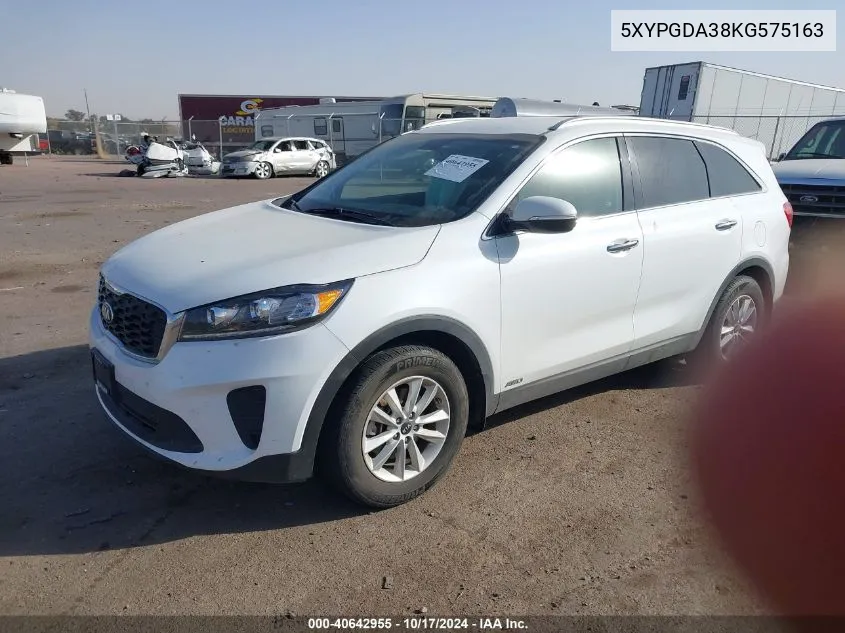 5XYPGDA38KG575163 2019 Kia Sorento 2.4L Lx