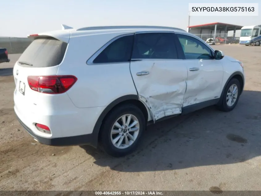 5XYPGDA38KG575163 2019 Kia Sorento 2.4L Lx