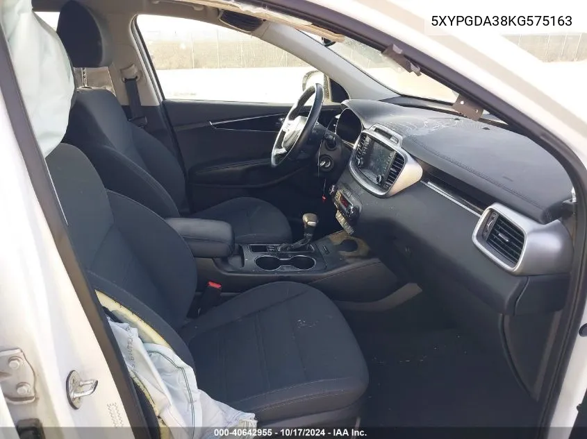 5XYPGDA38KG575163 2019 Kia Sorento 2.4L Lx