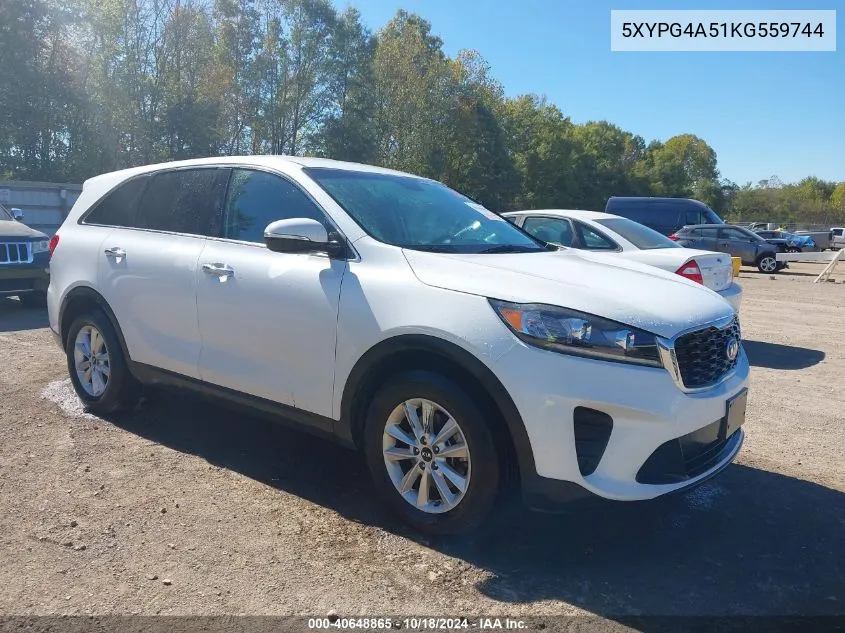 2019 Kia Sorento 3.3L Lx VIN: 5XYPG4A51KG559744 Lot: 40648865