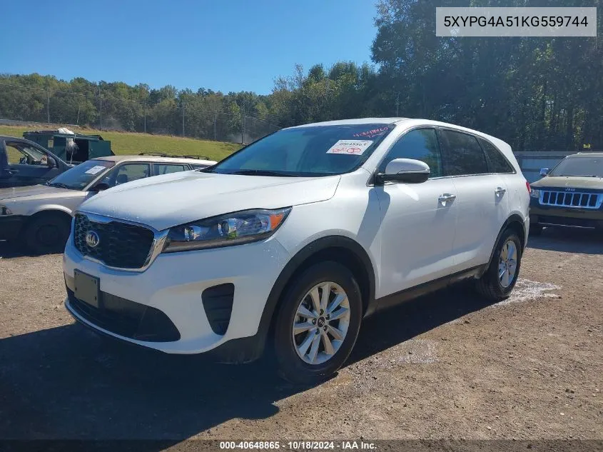 2019 Kia Sorento 3.3L Lx VIN: 5XYPG4A51KG559744 Lot: 40648865