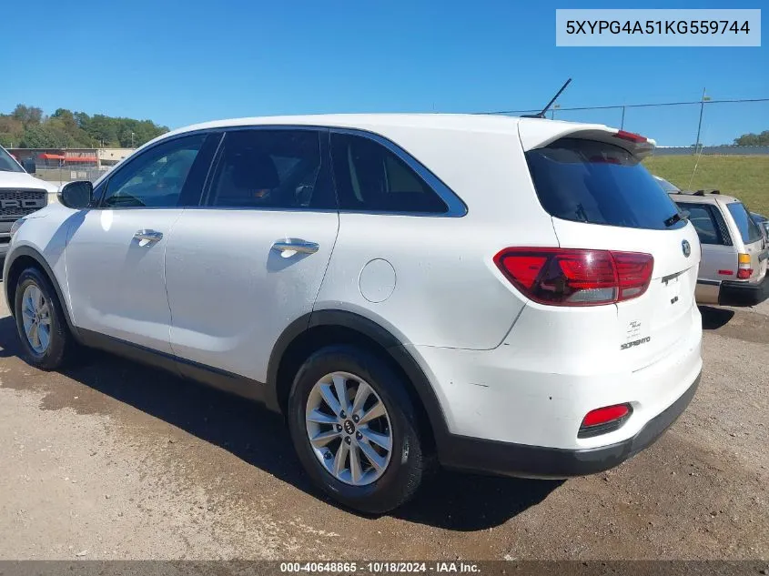 2019 Kia Sorento 3.3L Lx VIN: 5XYPG4A51KG559744 Lot: 40648865